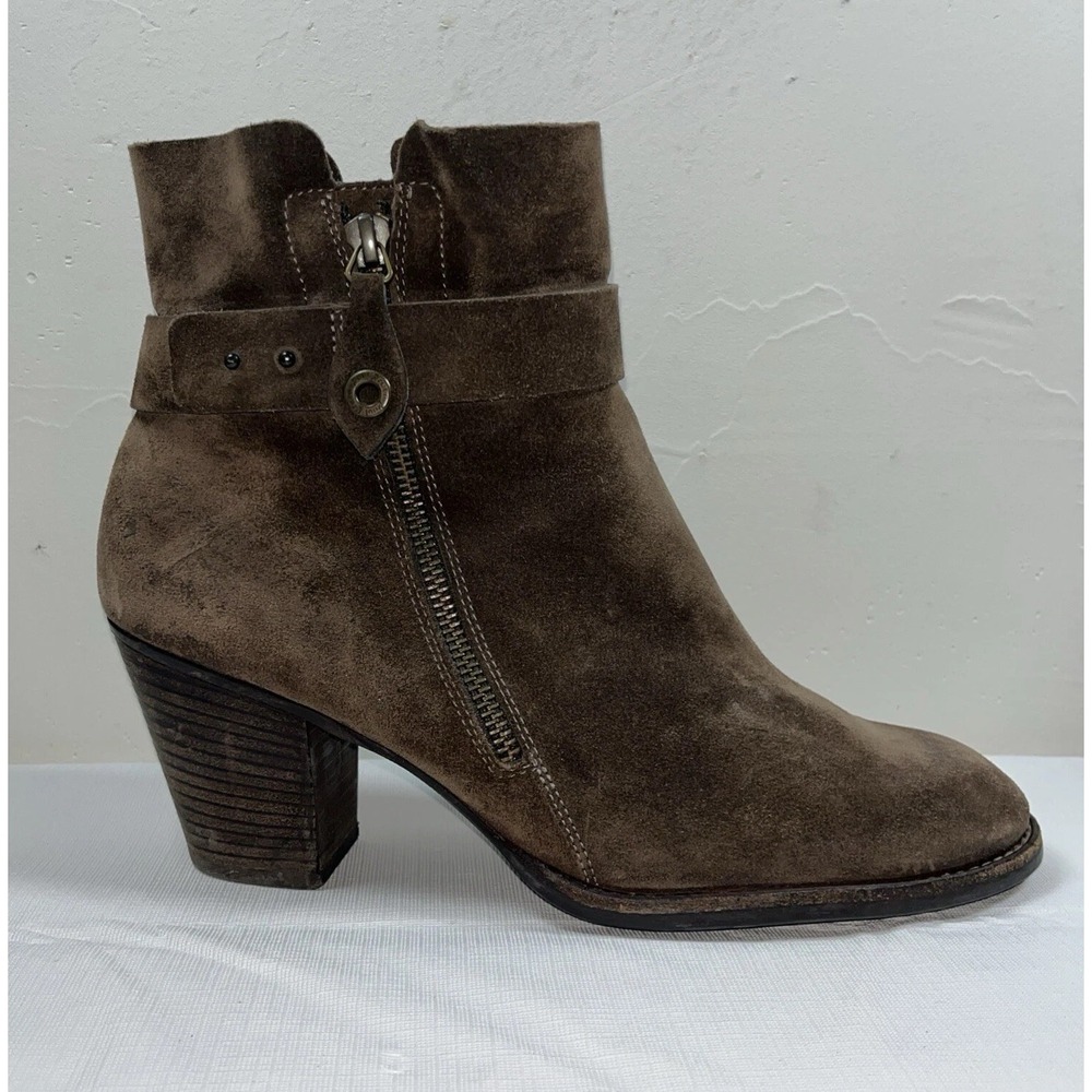 Paul Green Sheridan Womens 10 Brown Suede Boots Heel Casual Comfort Shoes Preppy